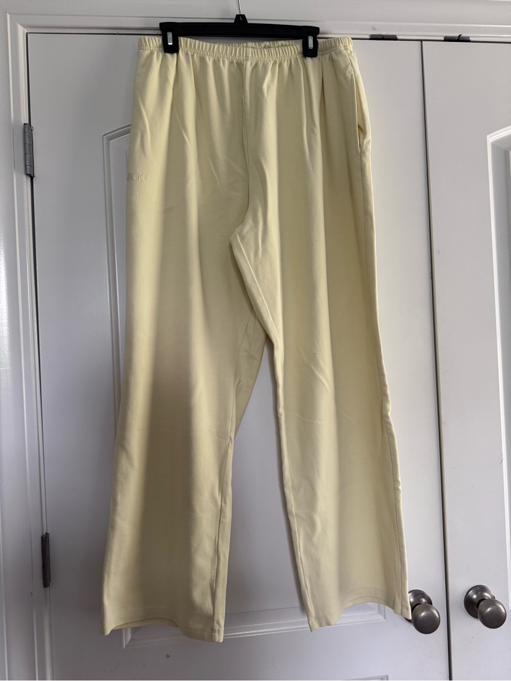 MILKSTAIN Vintage Waffle Wide-Leg Sweatpants in Pale Yellow